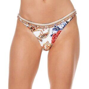 Camilla "Reign Supreme" Embellished High-Leg Bikini Bottom, Multicolor